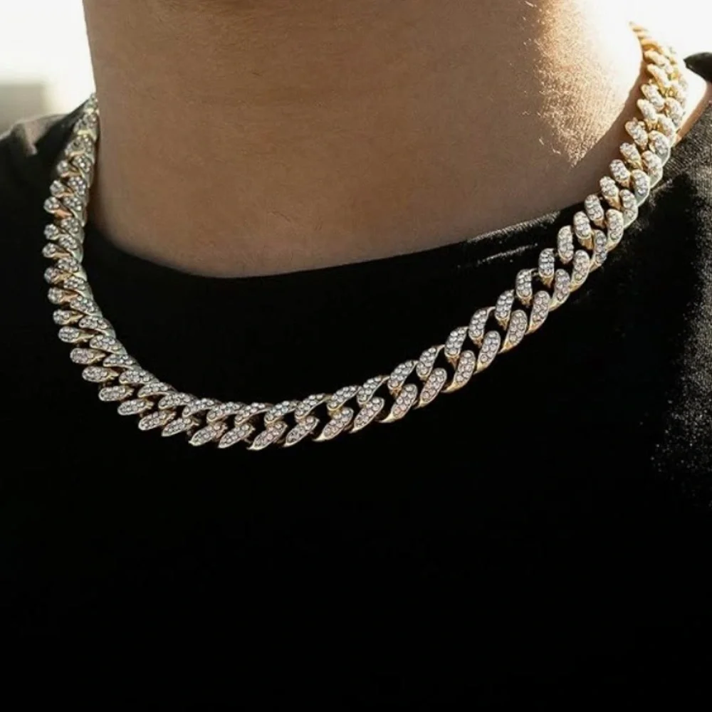 Cuban Link Chain Diamond Miami Cuban Necklace 8mm 13mm Mens Iced